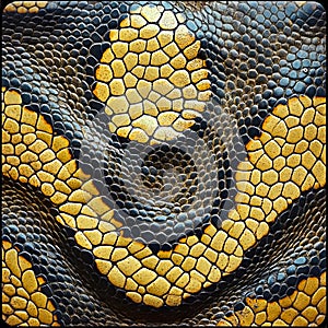 A close up of a snake skin pattern on a black background