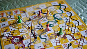 Snakes and ladders game children playground photo