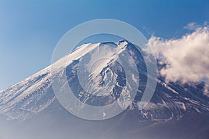 Close up snow coverd over Fuji mountain