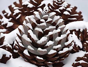 Close-up of a snow covered pinecone
