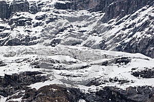 Close up snow on the mountains, Mount Siguniang is the highest peak of Qionglai Mountains in Western China.