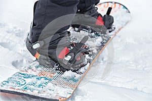 Close up of a snowboard
