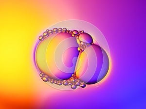 Close up soap bubble on water led light background