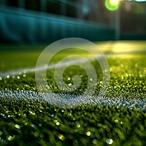 Close Up of Soccer Field at Night