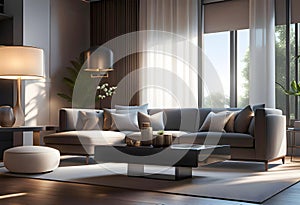 Close-up of a sofa with white pillows. French country house, interior design of modern living room,