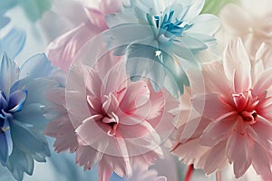 Close-Up of Soft Multicolored Flowers in Full Bloom