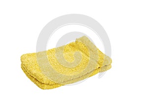 Close up of softness yellow towel cotton for bathroom.