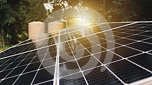 Close-up of Solar cell in nature and for Solar energy for powering homes and lighting