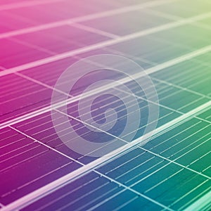 Close-up of solar panels, featuring a grid-like pattern with lines and rectangular