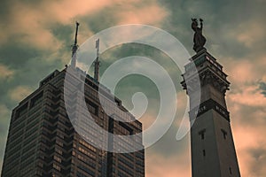 Close-up of the Soldiers and Sailors Monument in Indianapolis, United States