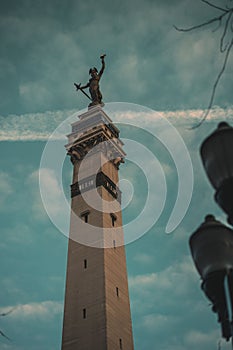 Close-up of the Soldiers and Sailors Monument in Indianapolis, United States