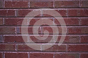 A close-up of a solid red brick wall