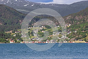 Close up from Solvorn over the Lustrafjord