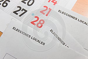 Electoral envelopes for municipal and local elections on a calendar photo