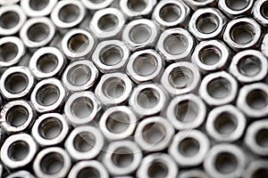 Metal nuts group on a table