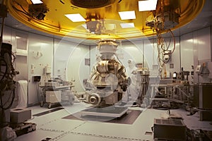 close-up of spacecraft components in a clean room