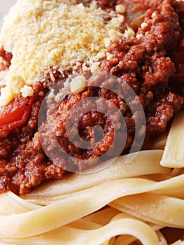 Close up of Spaghetti Bolognaise