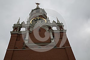 Close up Spasskaya tower clock Moscow Kremlin