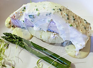 Close-up of a specially prepared Tasmanian Salmon
