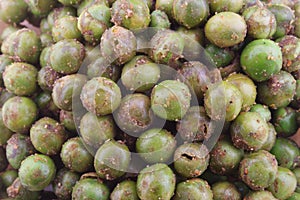 Close up of Spiced fried green peas