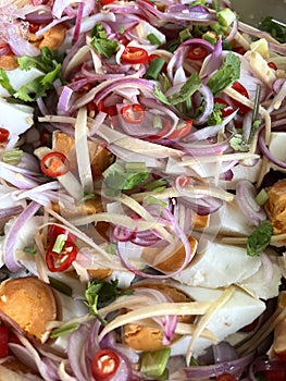 close up spicy egg salad