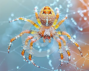 Close-up of a spiders intricate web