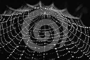 Close-up of a spiders intricate web