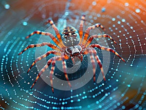 Close-up of a spiders intricate web