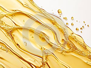 A close up of a splash of oil on a white surface