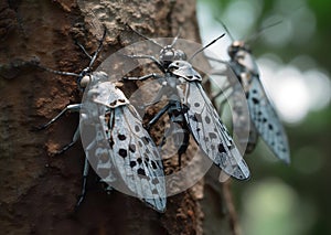 Close-up of Spotted Lanternflies