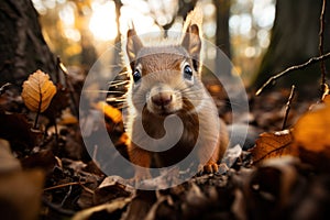 Close-Up of Squirrel in National Geographic Style AI Generated photo