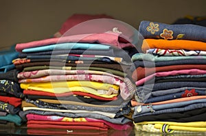 Close-up of a stack of clothes