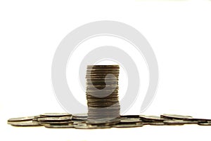 Close up stack coins