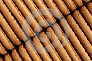 Close up of a stack of cookies as a background. macro.
