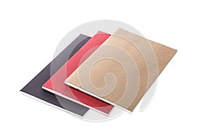 Close up stack of notebook isolated on white