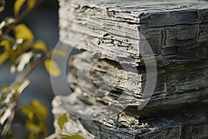 Close-up of a stack of old brick in the garden