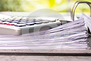 Close up - Stack paper file in the files folder of business