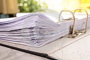 Close up - Stack paper file in the files folder of business