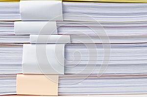 Close up of stack of papers