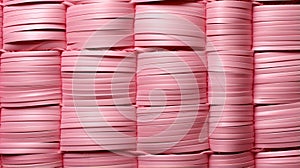 A close up of a stack of pink plastic tape