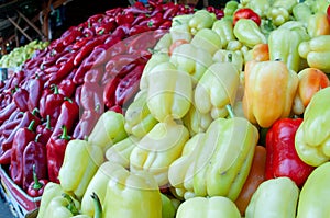 Peppers on the market stall