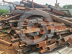 Stack of steel bar at construction site