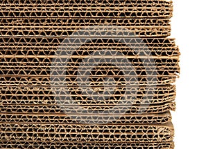 Close-up of stacked corrugated cardboard