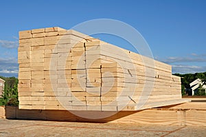 Close-up of Stacked Lumber