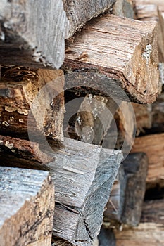 Close Up of Stacked Wooden Logs Background