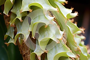 close-up of staghorn fern spore patches