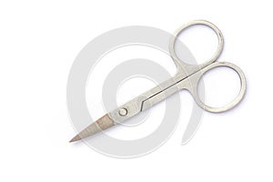 Close up stainless steel scissor isolated on white