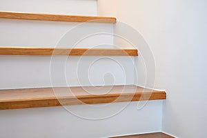 Close up staircase wooden  in modern home. Interior structure design concept. Empty pathway of stairway