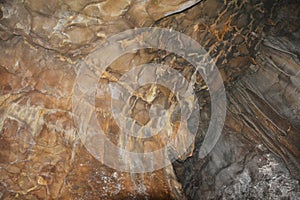 Close up of  Stalactite rock formation in the caves of Cherrapunjee Ecological Project know known as Sohra Plateau of Meghalaya, S