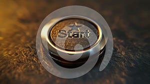 A close-up of a start button